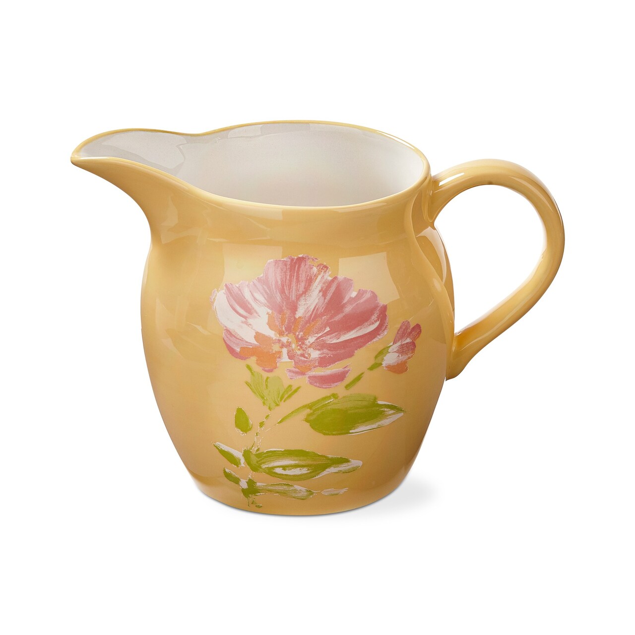 Bloom & Blossom Small Ceramic Pitcher - 36oz Beverage Server in Yellow Multi for Spring & Summer - Hand Wash Only